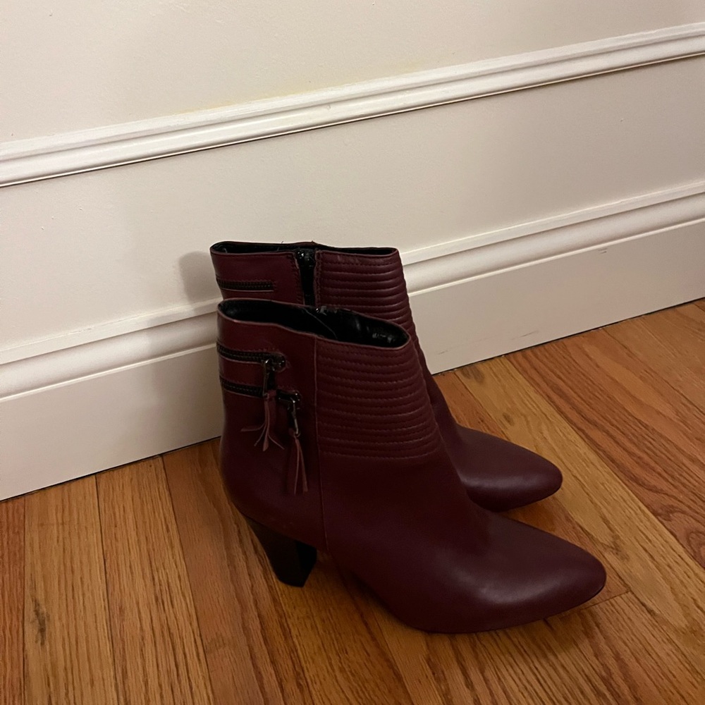 Women's Burgundy Ankle Booties with Side Zipper